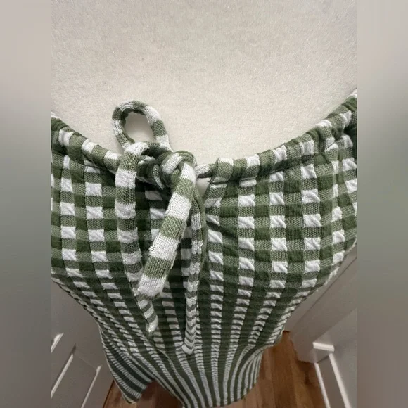 Madewell. Jacquard Puff-Sleeve Mini Dress in Faded Palm Gingham Check. Medium. - Picture 10 of 14